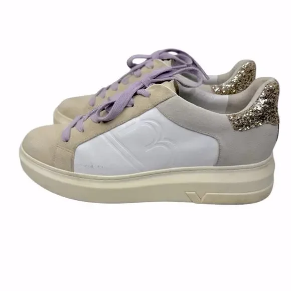 VERONICA BEARD Women's Sz 8 Geri Colorblock Leather & Suede Glitter Luxury Shoes